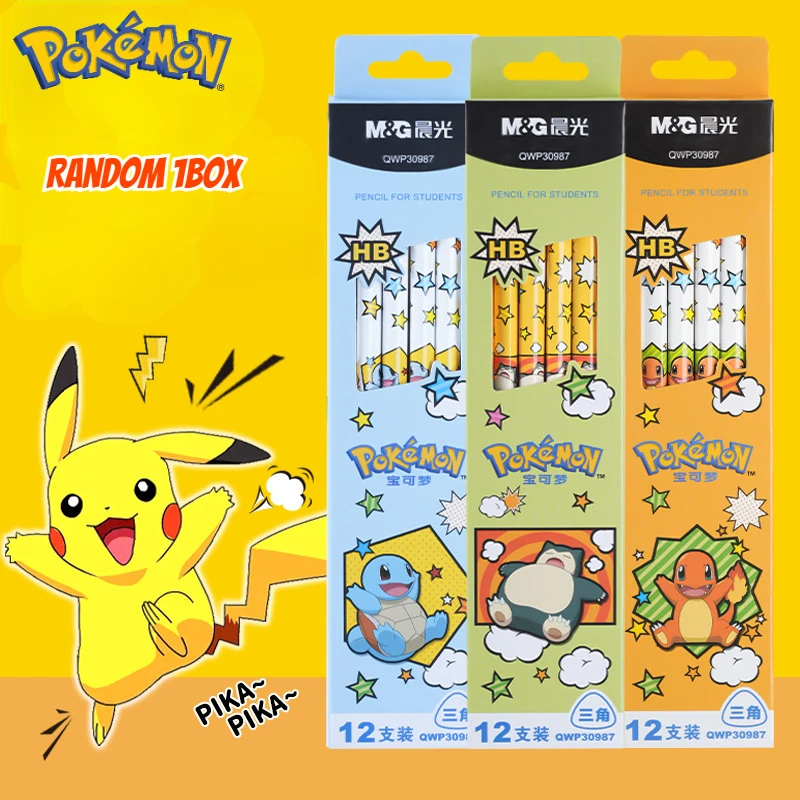 12 Pz/Scatola Pokemon Cartoon Printing 2B/Hb Pencil Anime Piakchu Cancelleria Per Studenti Materiale Scolastico Borsa Per Penne Forniture Per L'Appren