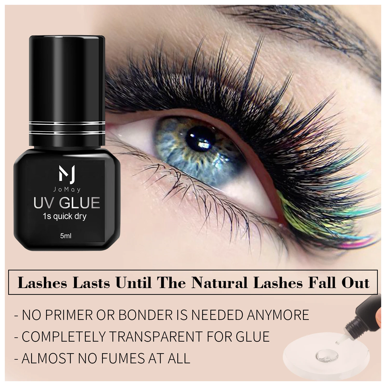 UV Eyelash Glue Makeup Tools Water Proof Quick Dry in 1 Second Eyelash Extension Supplies Colorless Tasteless Eyelash Glue 6