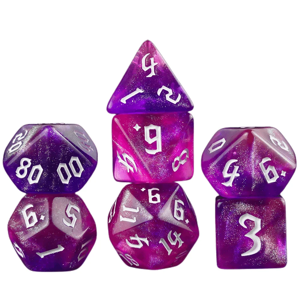 Game Dice DND Dice RPG Dice Amazing Colours Mixing Fantasy Starlight Effect Unique Retro Font Styles For Roll Playing Card Games