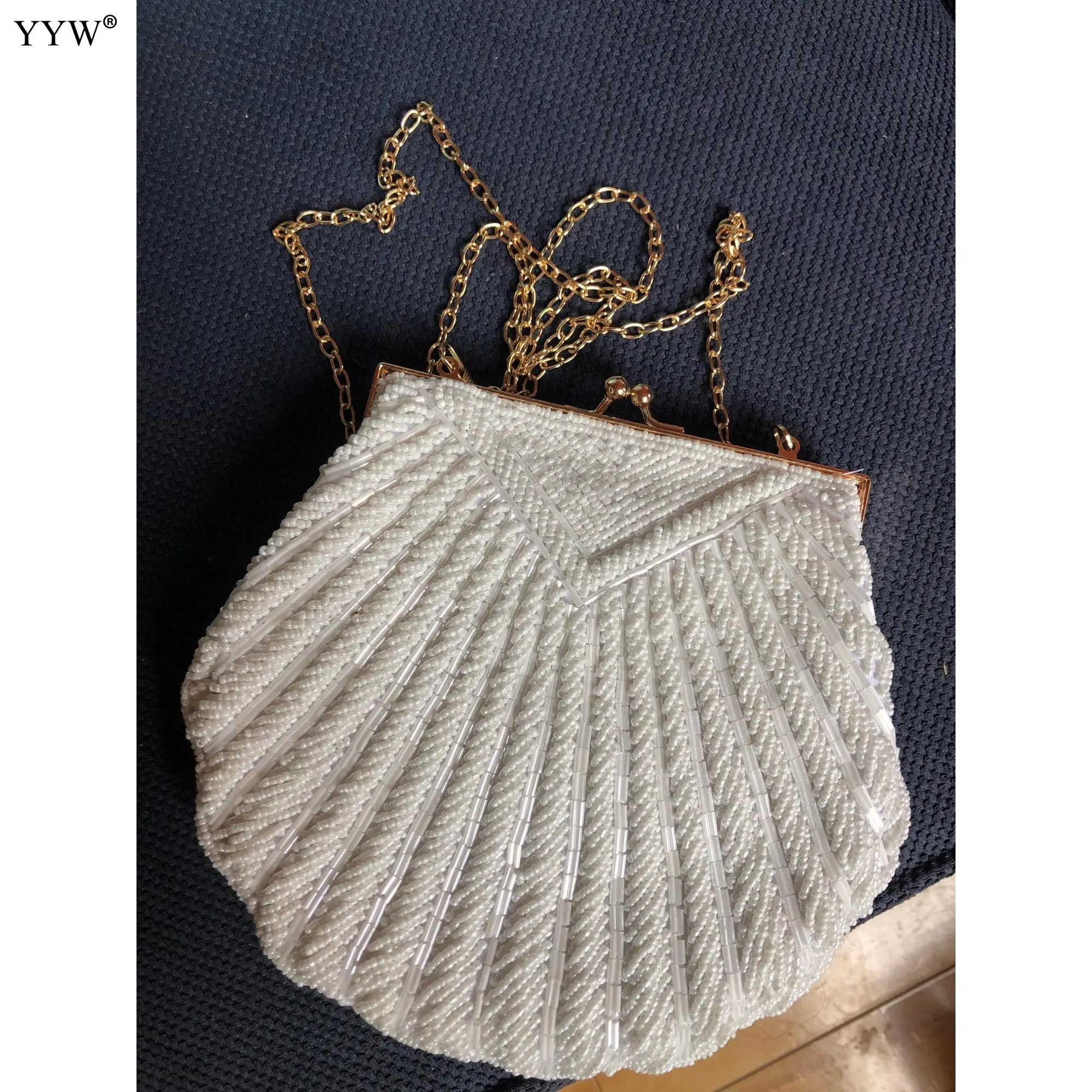 Elegant Women Wedding Purse Handbag Luxury Evening Party Bags White Shell Clutches Pochette Mariage Sac Femme Beaded Clutch Bag women handbags beach clutch bag