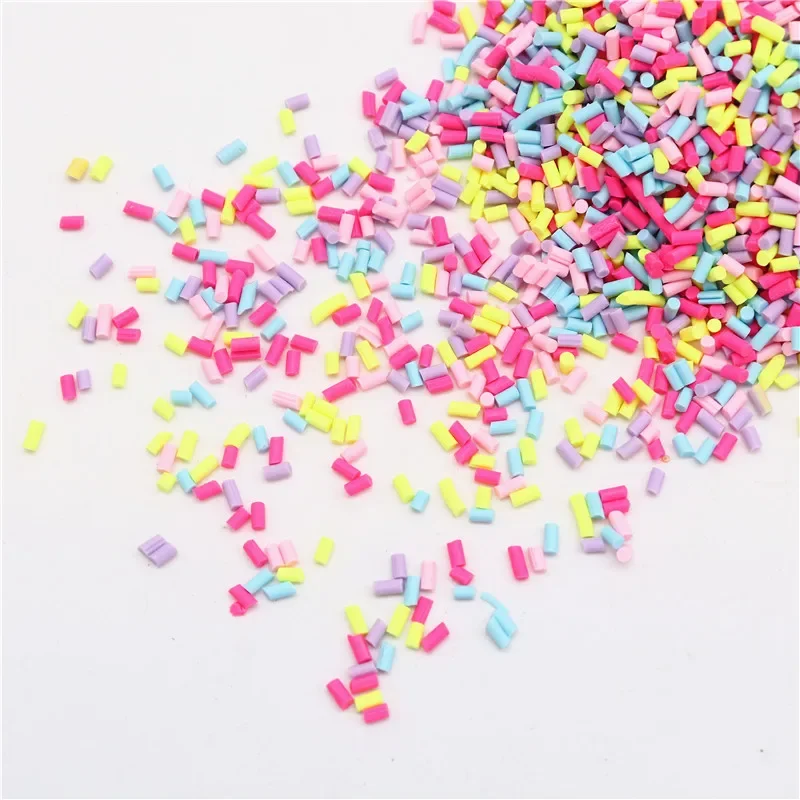 Vibrant Cylindrical Polymer Clay Slices for DIY Crafts and Slime Accessories