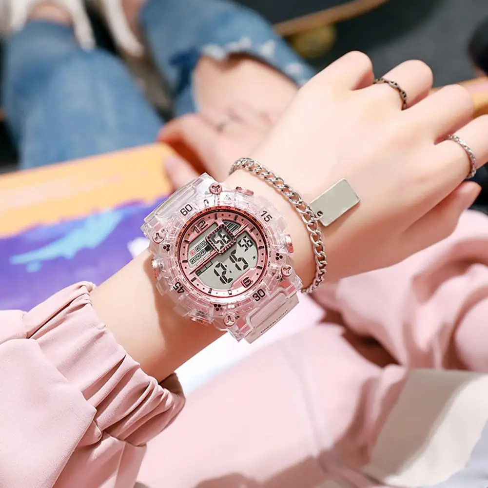 

Students Electronic Watch Adjustable Led Electronic Watch with Soft Silicone Strap for Girls Students Kids Round Dial Sports