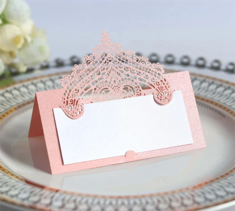 25/50/100pcs Hot Table Card 3D Lace Laser Hollowed Out Handwritten card Wedding Anniversary Commemorative Decoration