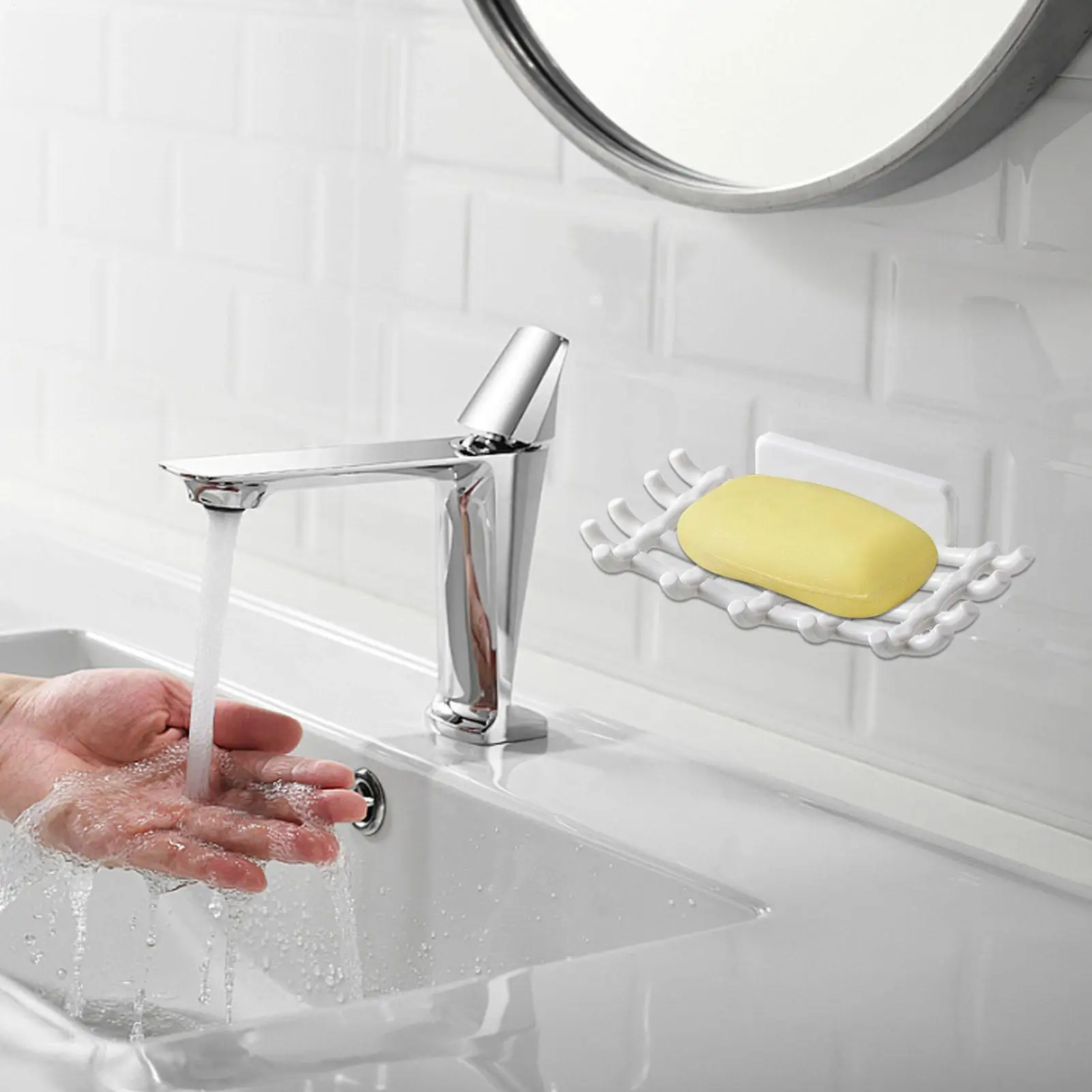 Support De Savon Mural En Plastique Antirouille - Fixation Adhésive Sans Perçage, Design Moderne