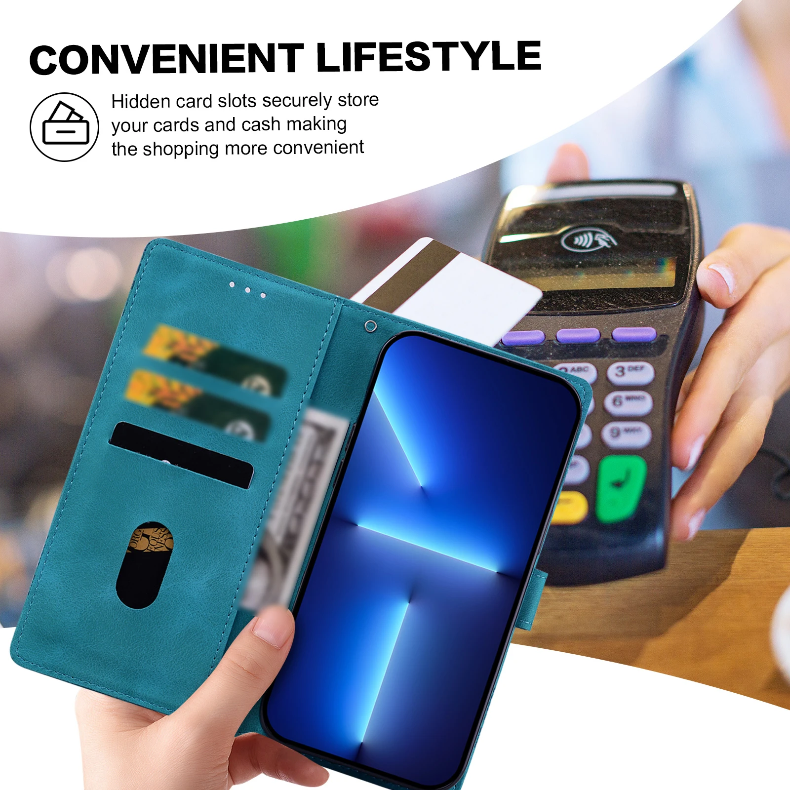 Embossed Magnetic Flip Leather Wallet Phone Case