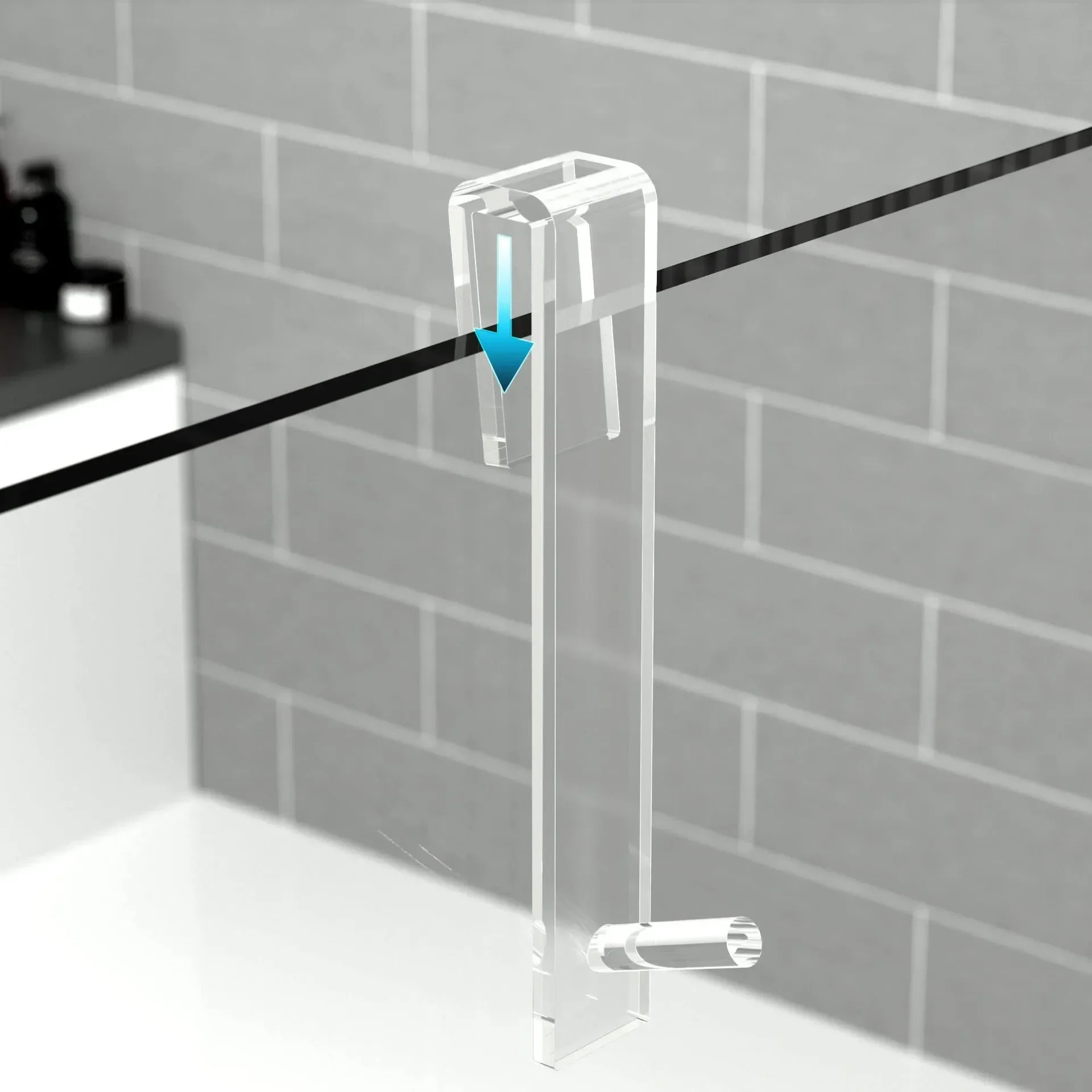 Description Picture 5 of itemAcrylic Bathroom Shower Door Hook Over Glass Door Shower Towel Rack Punch-Free Bathroom Bathrobe Hanger Transparent Towel Hooks