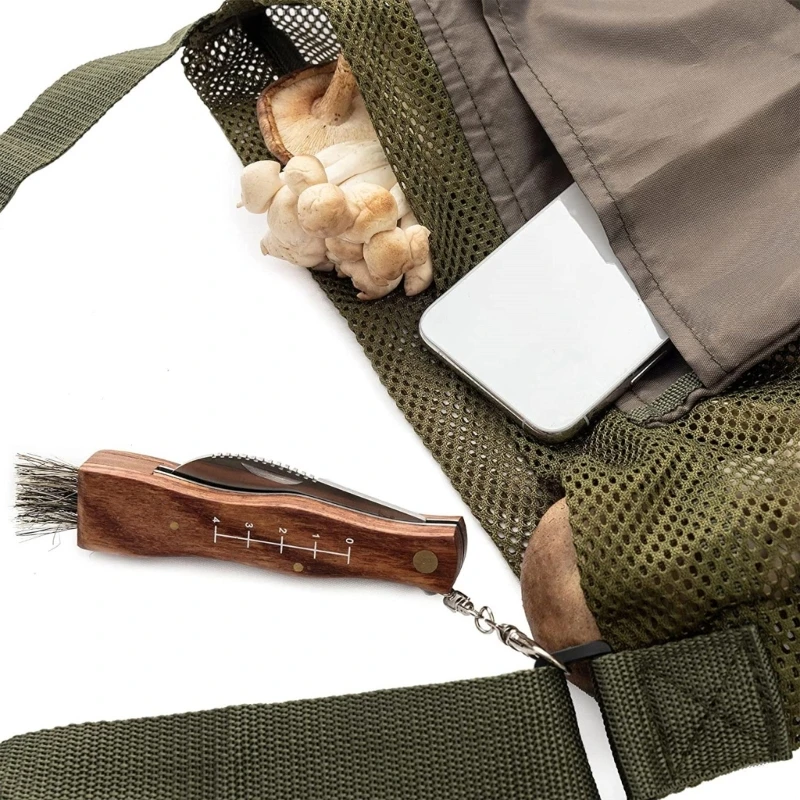 CYMNER Borsa A Rete Per Raccolta Funghi - Foraggiamento Outdoor, Con Tracolla Regolabile, Fondo Rigido, Pieghevole, Per Escursionismo E Campeggio