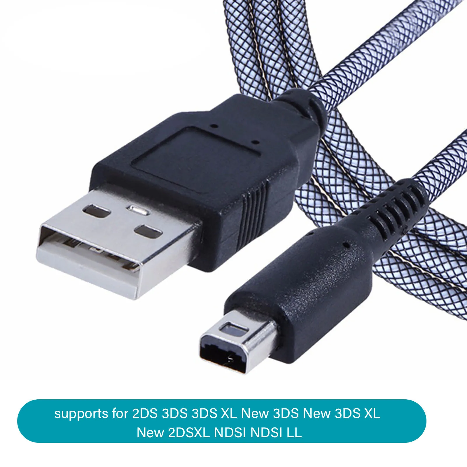 2Pcs 3DS USB Cable 5ft Prevent Loss 3DS Power Charging While Playing for 3DS XL for 3DS for New 2DSXL