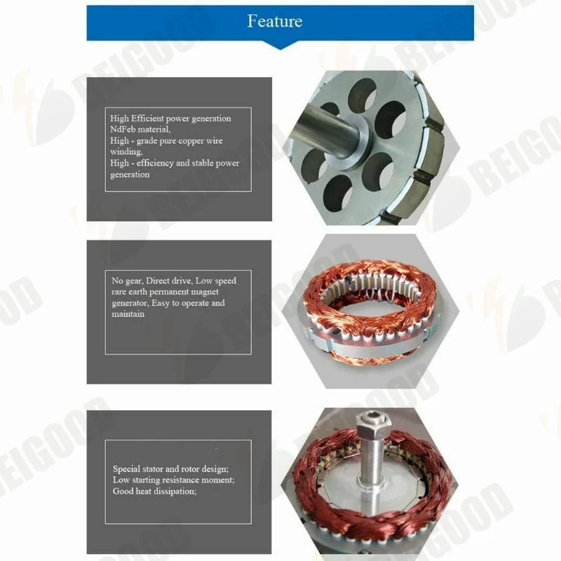 Description Picture 6 of item5000W Rare Earth Permanent Magnet Generator 12V24V48V AC Single Phase Alternator Wind Turbine High Efficiency Alternative Energy