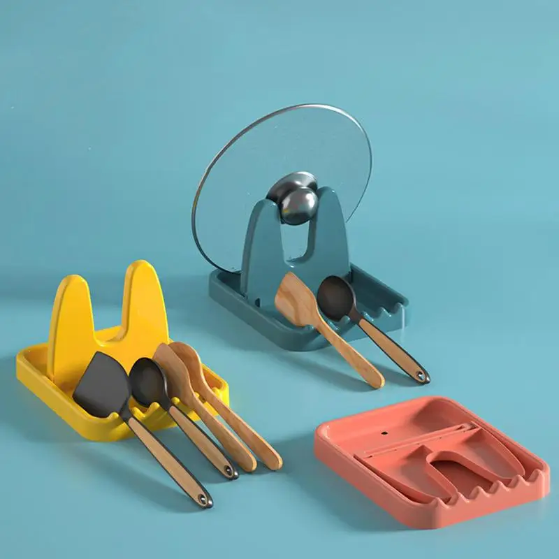Foldable Pot Lid Rack Plastic Spoon Holder Stand Kitchen Organizer for