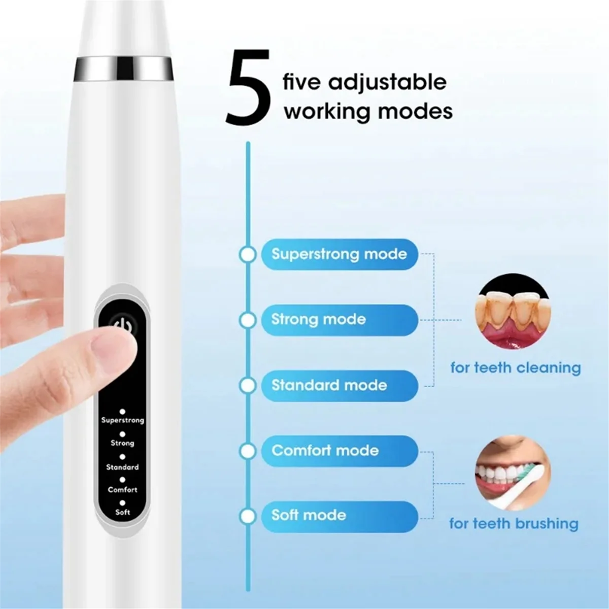 Electric Teeth Cleaner Tooth Whitening & Cleaning Device Waterproof Tartar Remove Fresh Breath Oral Care,White(1 X Head) 5