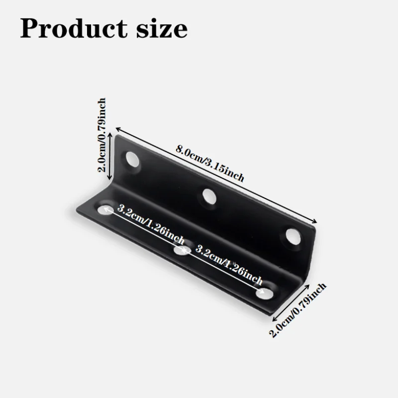 Heavy-Duty Black Stainless Steel L-Shaped Corner Bracket