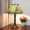 12 Inches Lampshade Stained Glass American Dragonfly Flower Vintage Bronze Flush Mount Tiffany Table Lamp 4
