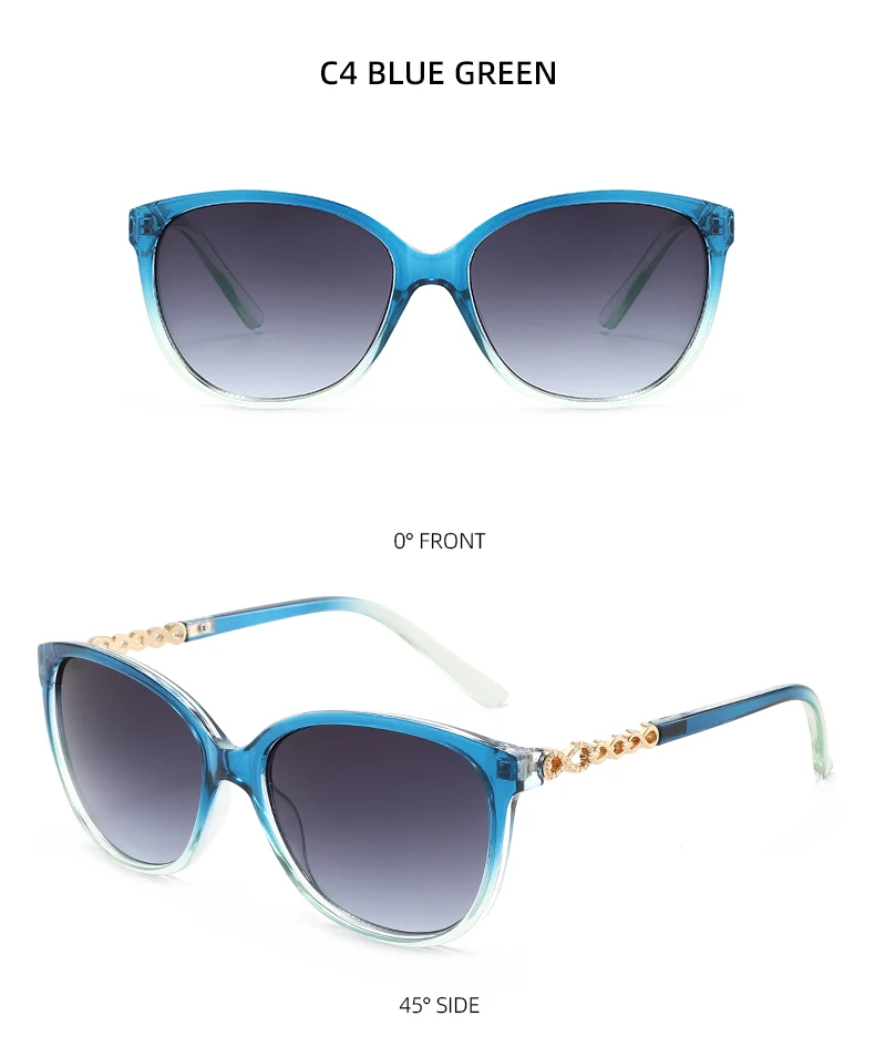 Katzenaugen-Sonnenbrille für Damen mit Metallkette, stilvoll und vielseitig, leicht – Detail 11