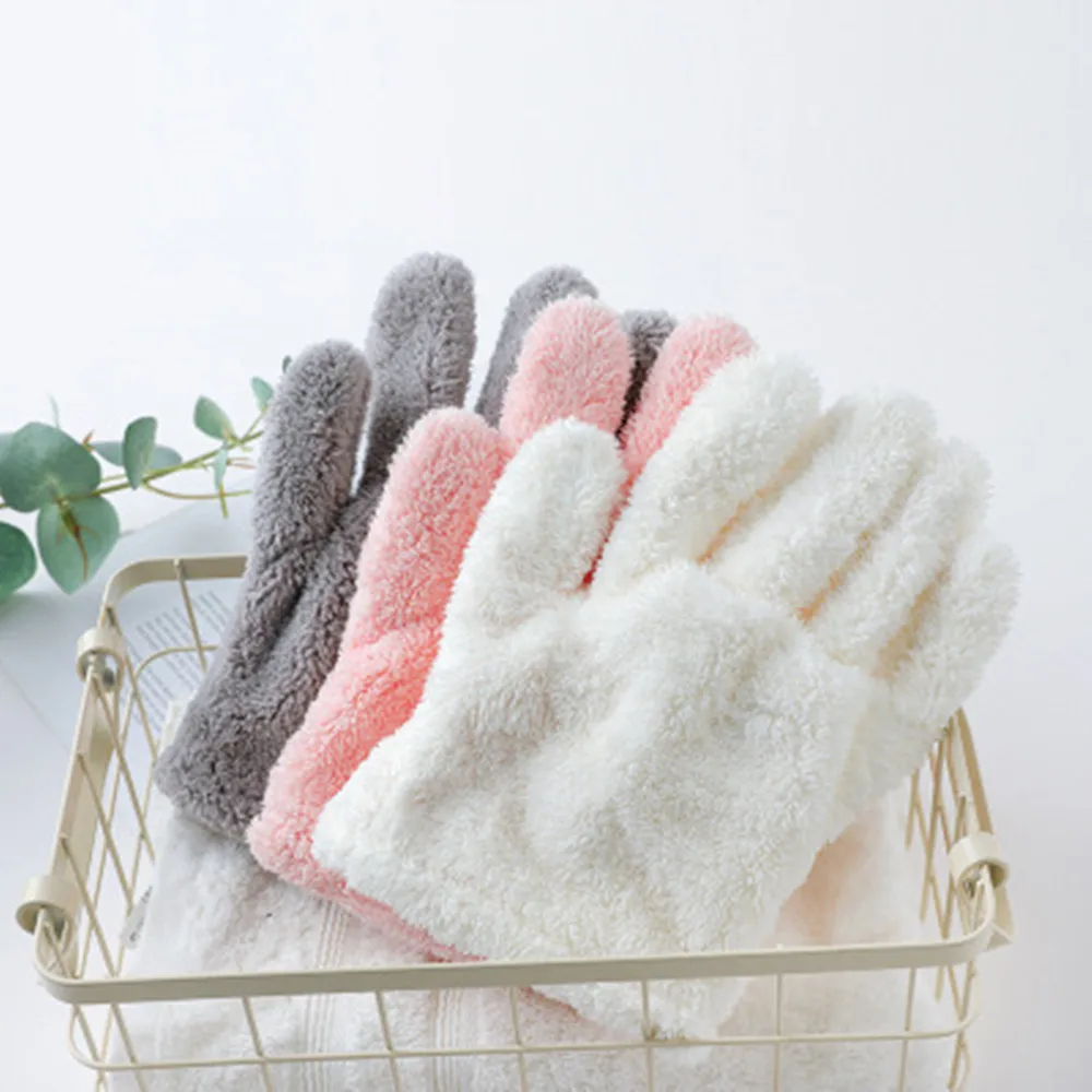 Microfiber Glove Lady Hair Care Erasing Head Quick-dry Towel Hair Drying Glove Absorbent Wiping 1pair