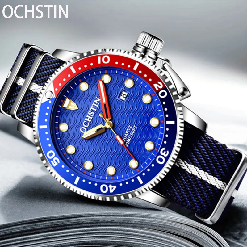 New OCHSTIN Luxury Stainless Stee Men Quartz Wristwatches Top Brand Chronograph 30M Waterproof Sports Watch for Men reloj hombre