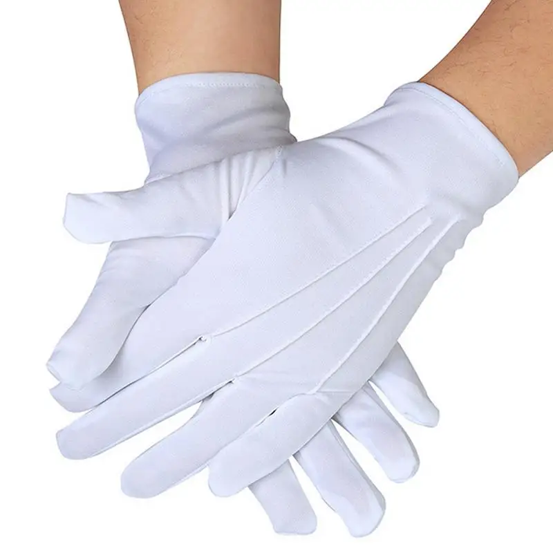 White Gloves Magician Honor Guard Hands Protector Full Finger Men Women Formal Tuxedo Etiquette Gloves Reception Parade