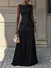 112679-f4b6f2.jpg Robe longue plissée patchwork chic et élégante pour femme, sans manches, taille haute, pour soirée, club, bal de promo