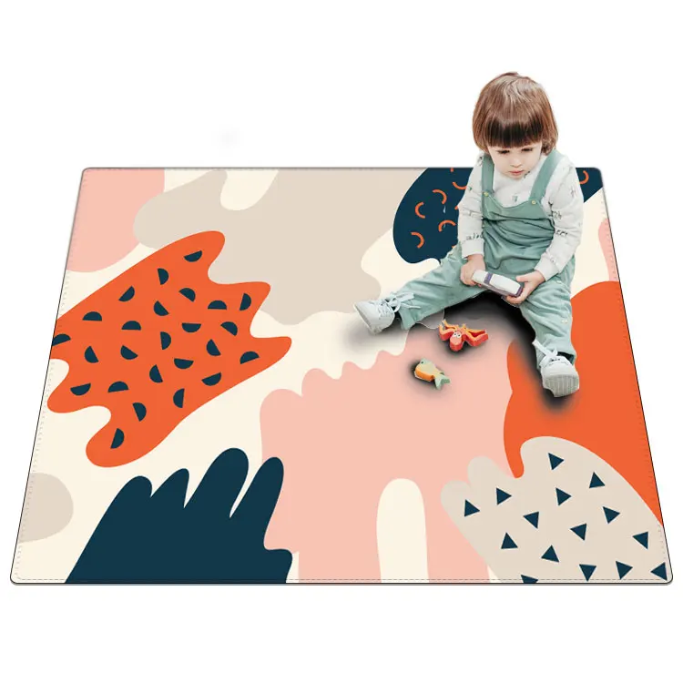 High Quality Cartoon Printing Foldable Waterproof Infant Activity Gym Playmat Baby Crawling Beach Picnic Play Mat For Kids Room