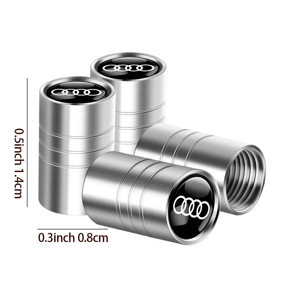 4개 휠 타이어 밸브 캡 에어 스템 타이어 플러그 액세서리 (아우디 A1 A2 A3 A4 A5 A6 A7 A8 콰트로 S라인 RS Q2 Q3 TT B5 B6 B7 B8 용)