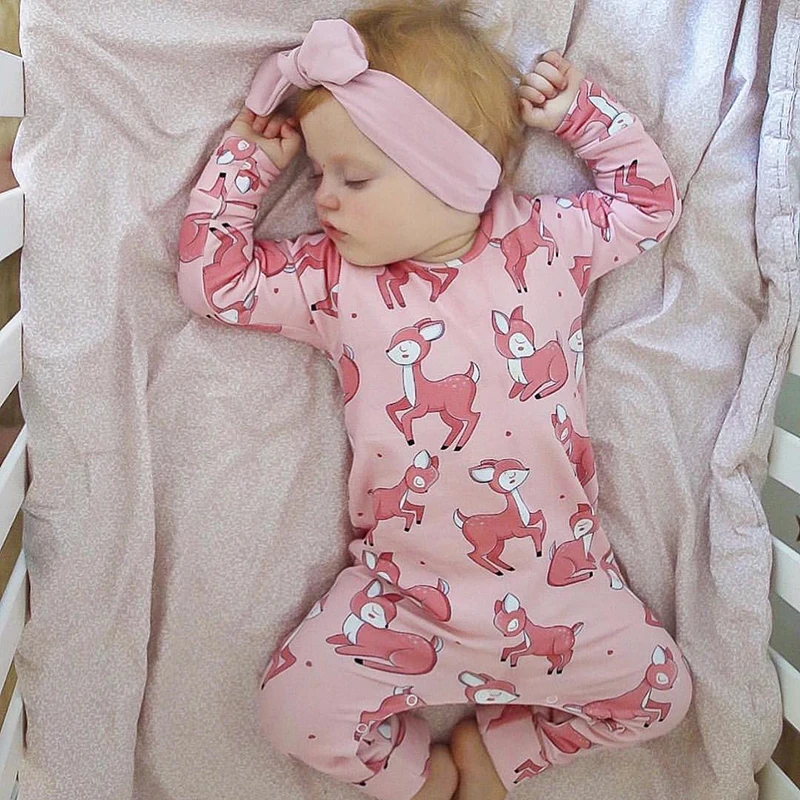US Newborn Kids Baby Girls Floral Romper Playsuit Clothes Outfits Sunsuit ash 