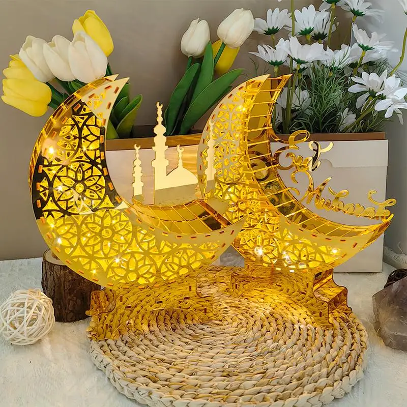 

2024 Eid Mubarak Moon Led Lamp Night Light Led Moon Star Eid ornament Ramadan Kareem Light Decoration for eidul fitr celebration