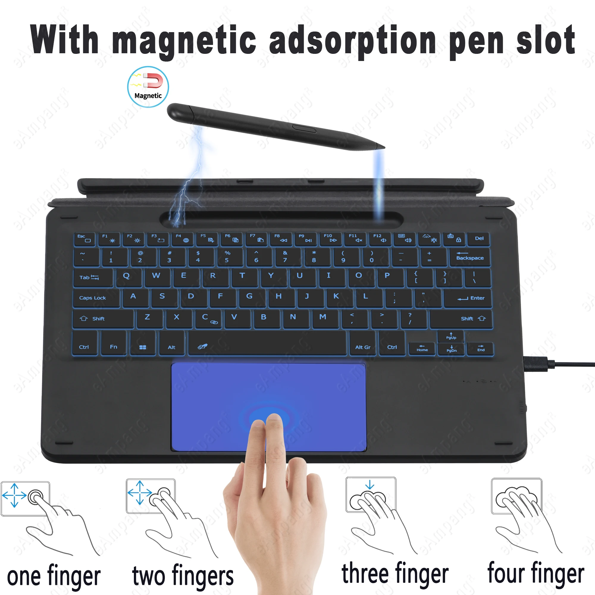Trackpad Keyboard For Microsoft Surface Pro 3-9 X Go 1-3 Keyboard Russian Spanish Arabic Hebrew Korean French AZERT,trackpad keyboard