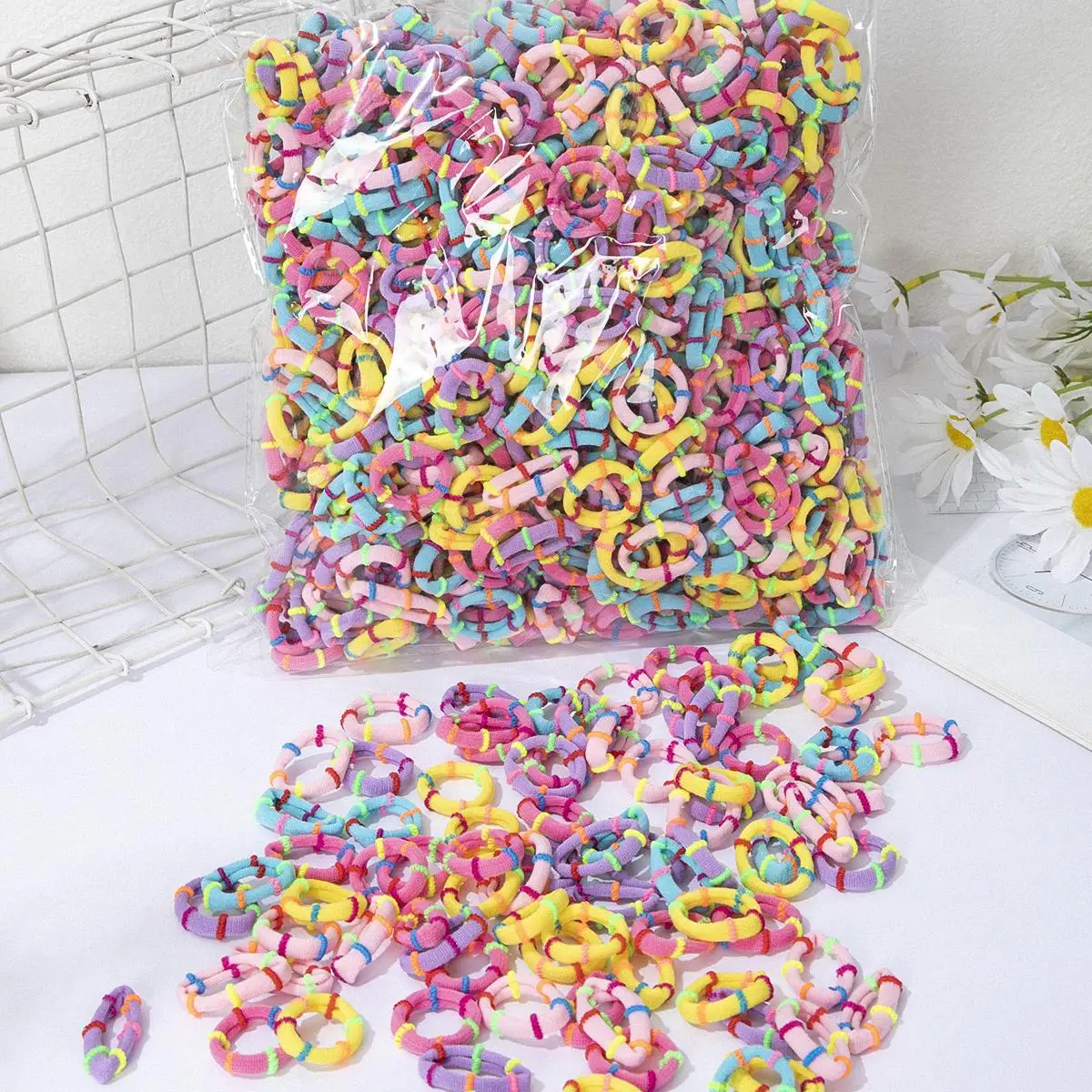 100pcs Small Elastic Hair Ties for Girls Non-Slip Gentle on Hair rubber band hair ties