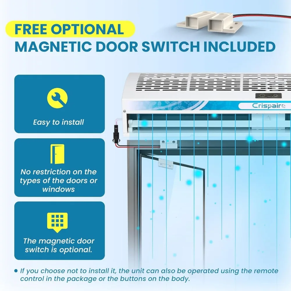 36'' Air Curtain, Magnetic Door Switch, Two Speeds Adjustable, Powerful Air Door,Commercial Indoor Fan, 80W, Industrial 110V