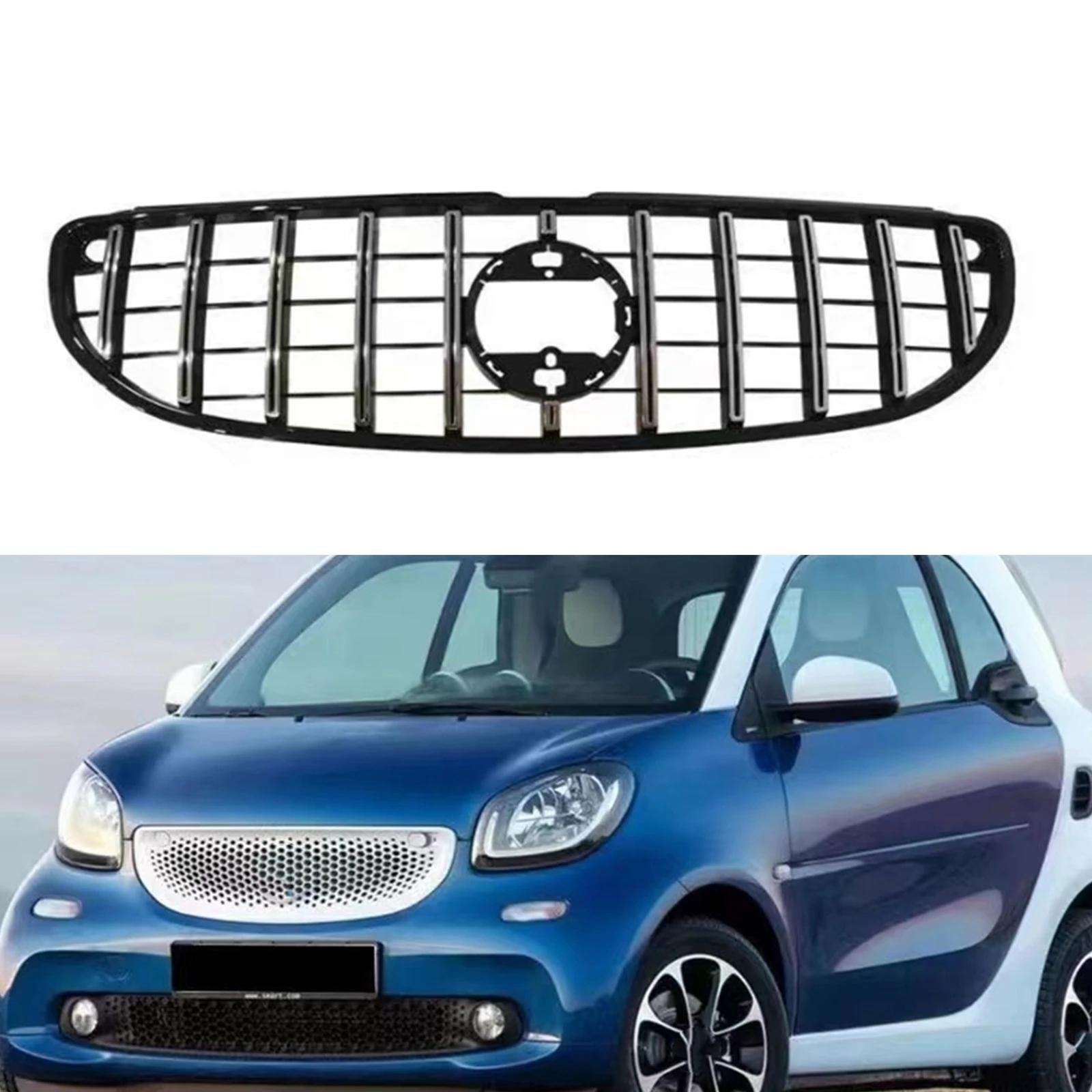 

Car Front Kidney Grille Racing Grill Mesh Upper Replacement Bumper Hood For Mercedes Benz Fortwo W453 2 Door 2015-2019