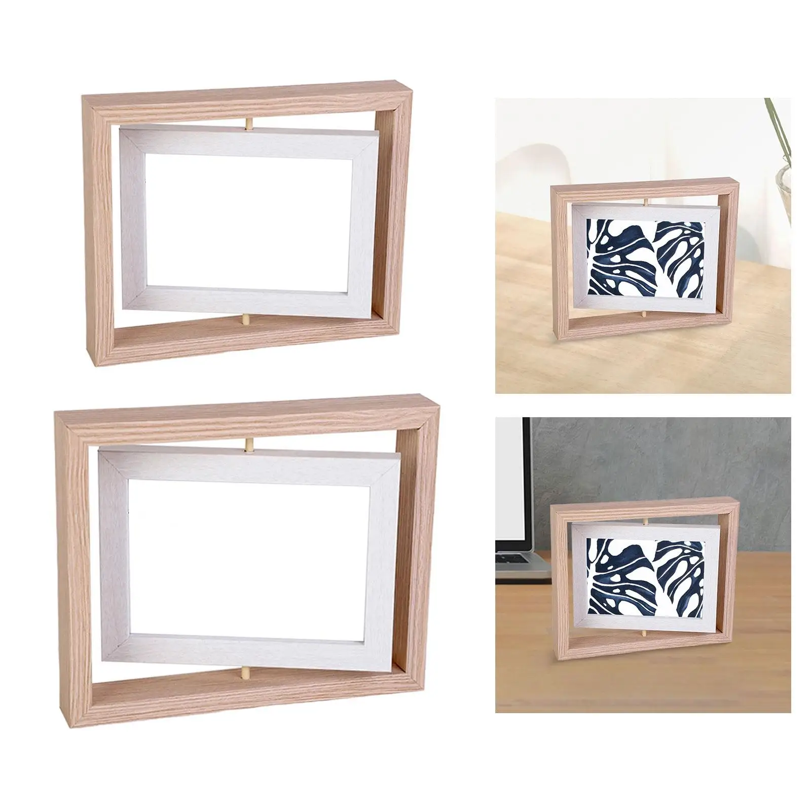Rotating Picture Frame for Home Decor Easy to Install Clear DIY Double Sided Photo Frame for Weddings Office Table Aunt Grandma