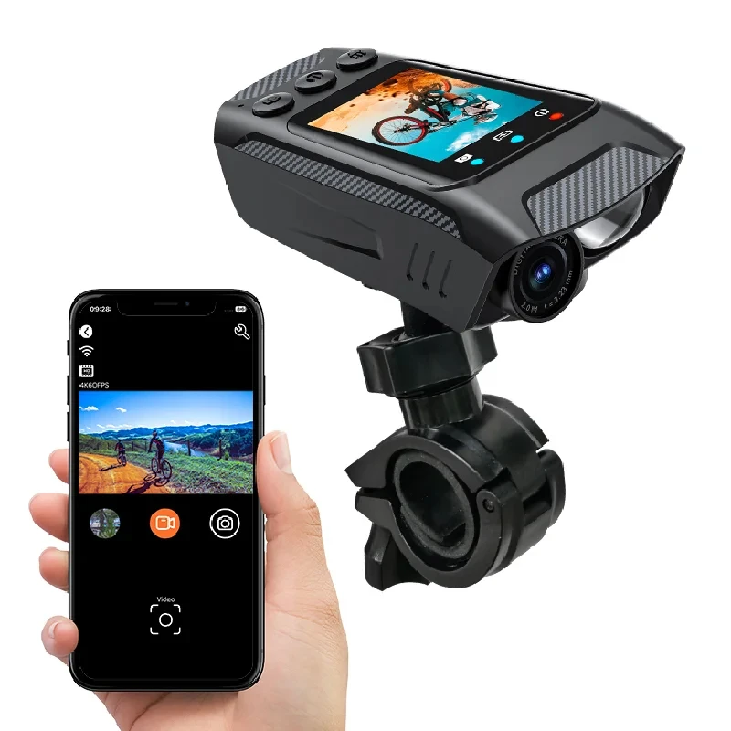 4K Action Camera Motorcycle Bike Helmet Camera HD Screen Dash Cam for Bicycle WiFi Multifunction Sports DV with Light Horn