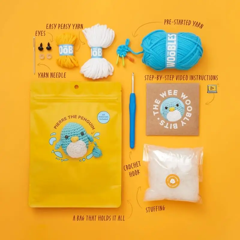 Kids Beginner Crochet Kit Cotton Knitting Yarn Thread Needles Hook Knit Tool Set Animal DIY Craft for Beginners crochet kit