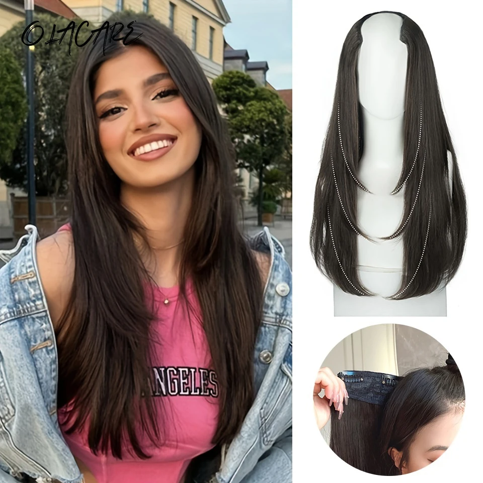 Synthetic Hair Extension Black Clip In Hair Pieces for Women