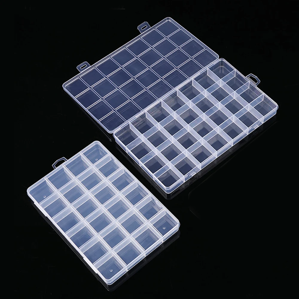 Description Picture 5 of item24/28 Grids Plastic Storage Box Beaded Material Storage Box Transparent Women Jewelry Protevtive Case Practical Display Box