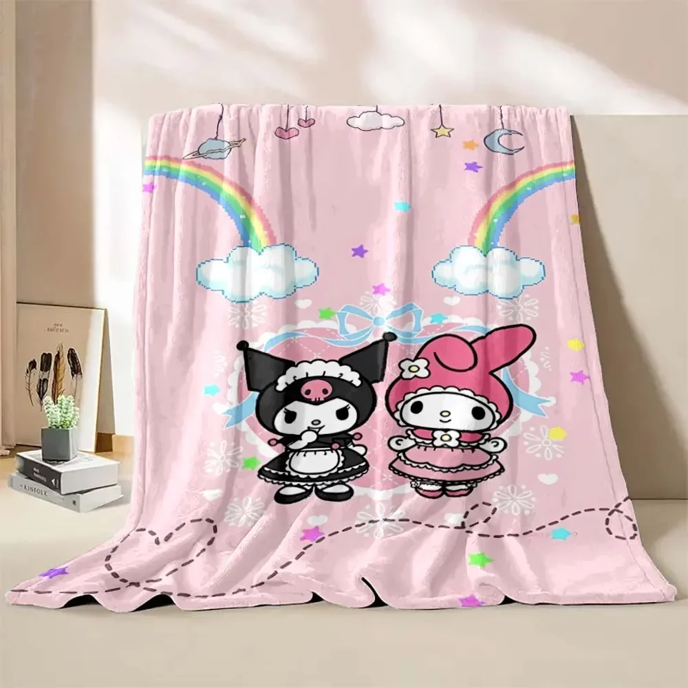 Kuromi Sanrio Pattern Flannel Blanket Baby Four Season Blanket Throw for Sofa,beds,living Rooms,travel Picnic Blanket Gifts 2