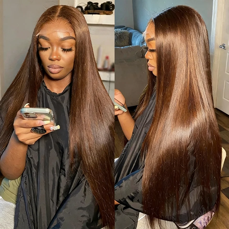 #4 Chocolate Brown Bone Straight Human Hair Bundle Deal Unprocessed Virgin Raw Brazilian Straight Human Hair Bundles Wholesale 3