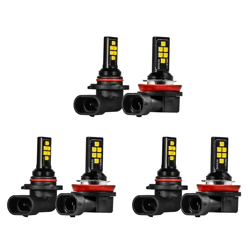 

6 шт., Автомобильные противотуманные лампы H8/H11 3030 12Smd