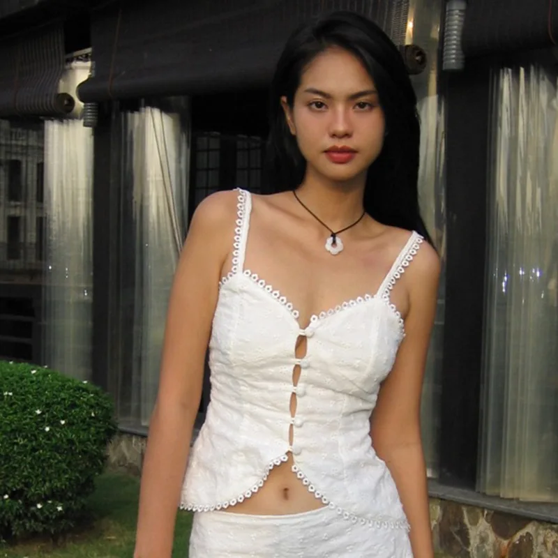 

Instagram Summer 2024 New Sexy Slim Fit Versatile Tank Top Fashion Embroidered Strap Top edgy clothes y2k CSM106-4