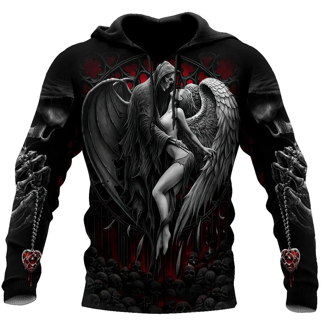 

Reaper Skull Angels and Demons 3D full-print autumn men's hoodie unisex casual zipper pullover streetwear sudadera hombre