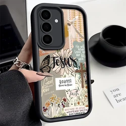 Jesus Flower Design Protective Phone Case - Elegant Floral Cover - Galaxy S23 Ultra (A867 Black)
