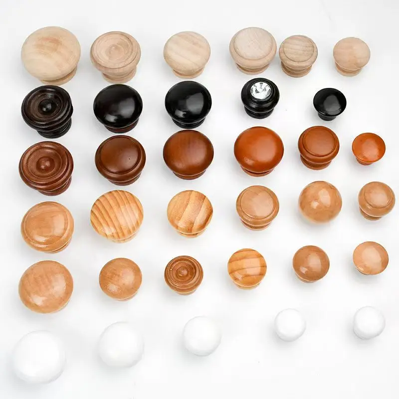10pcs Solid Wood Handle Cabinet Single Hole Handle Cabinet Door Drawer Handle Mushroom Handle Wardrobe Shoe Cabinet Drawer Pulls