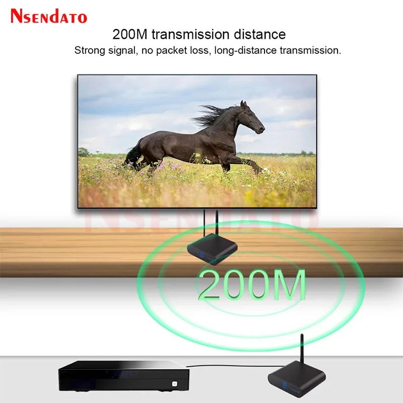 Measy AV220 2.4G Wireless AV Transmitter Receiver Audio Video TV AV Signal Sender receiver Go Through Wall 200M / 660FT for SD