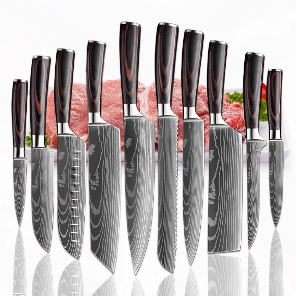 Kitchen Knife 5 6 8 Inch Stainless Steel Utility Cleaver Chef Damascus Meat  - Kitchen Knives - Aliexpress