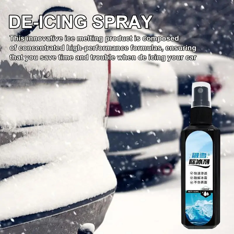 Car Glass Deicing & Anti-Freeze Spray Auto Windshield Deicing Spray 100ml Deicer For Car Windshield Multi-Purpose Ice Remover