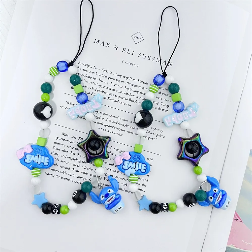 

Anime Stitch Phone Lanyard Strap Cartoon Figure Alien Pendant for Girl Hand-held Chain Short Anti-lost Phone Case Childrens Toy
