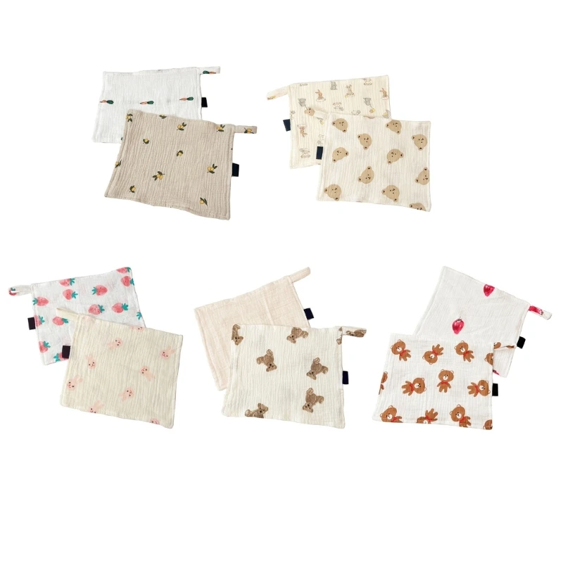 

2pcs Cotton Babies Face Towel Square Handkerchief High-absorbent Salvial Towel