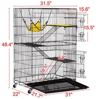 BOUSSAC 4 Tiers Rolling Cat Cage Pet Cage with Hammock, Black Cat House,Cat House Outdoor 3