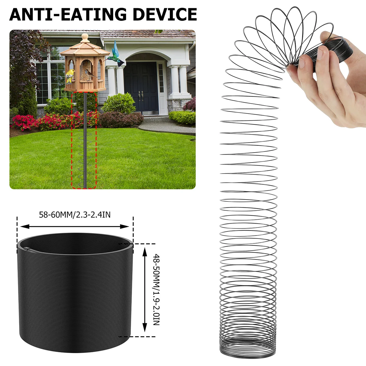 2PCS Squirrel Proof Spring Device Metal Squirrel Baffle Barrier Coil Anti Spring Device Quirrel Baffle for Bird Feeders