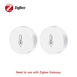 Smart ZigBee Temperature & Humidity Sensor - Battery Powered Indoor Mini Hygrometer (2pcs(need gateway))
